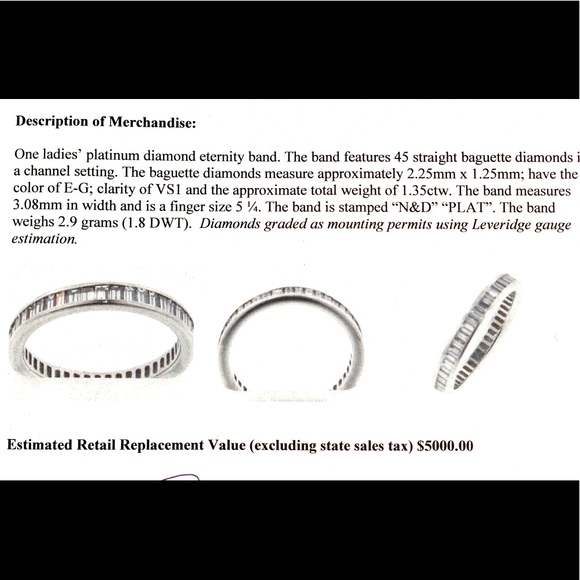 EUC Platinum Diamond Wedding Band VS1 - Picture 4 of 6